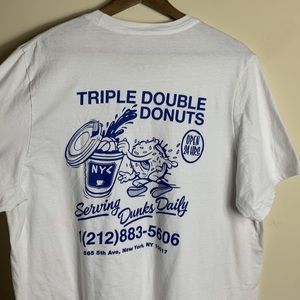 Adidas white triple double donuts graphic tee Size xl white with blue graphic